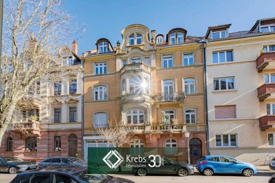 Wohnen über den Dächern der Weststadt: Maisonette mit Dachterrasse und Galerie in Kulturdenkmal