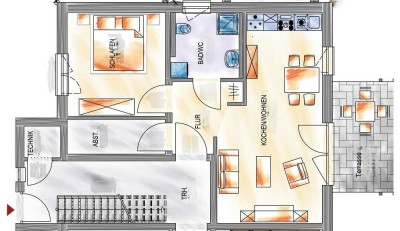 58 m² ZKB in Calden zu vermieten