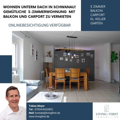 Wohnen unterm Dach in Schwanau! Gemütliche 3-Zimmerwohnung mit Carport zu vermieten - V2402