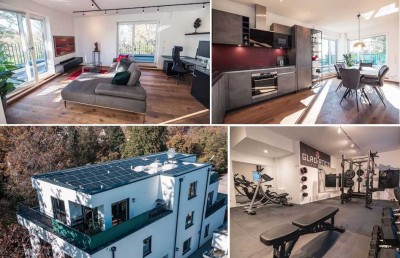 Helles Vollmöbliertes Penthouse Apartment in Neubau (3 Zimmer/121qm+Parking+Gym-Room) [ENG+DE+ESP]