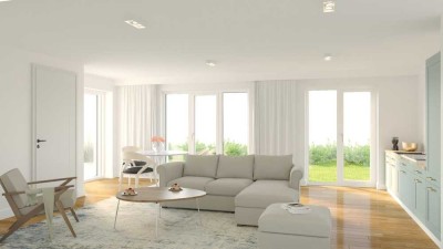 3,5 Zimmer- EG Wohnung mit Gartenterrasse
und eigenem Gartenteil von 51Quadratmetern