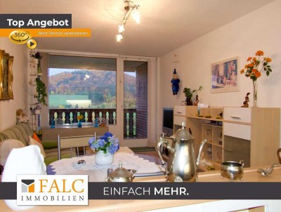 Einfach Mehr: Gepflegte Nichtraucher-2-Zimmer-Wohnung, möbiliert, Aufzug, Süd-Loggia-Balkon. TG.