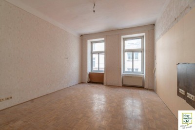 Sanierungsbedürftig helle 2 Zi Altbauwohnung im Karmeliterviertel