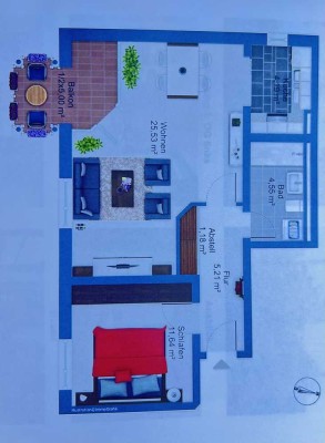 Möbilierte 2-Zimmerwohnung mit Balkon und TG-Stellplatz
