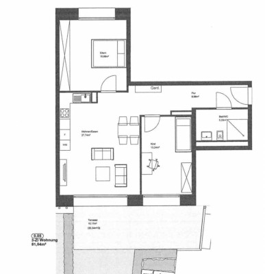 Große 3-Zimmer Wohnung mit Terrasse, kleinem Garten und Stellplatz