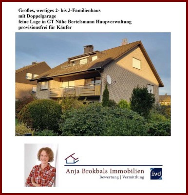 Großes, wertiges 2- bis 3-Familienhaus, Doppelgarage, feine Lage Nähe Bertelsmann, provisionsfrei...