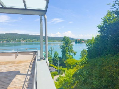 SEEWOHNUNG mit 65 QM XXL Seeblickterrasse &amp; Strandbereich - Klagenfurt Nähe