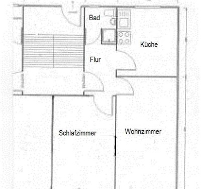 2 Zimmer Wohnung im 3. OG, Küche, Bad -  Frankfurt, Griesheim - ohne  Maklercourtage