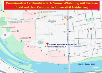 ! Provisionsfrei ! vollmöblierte 1-Zi-Wohnung direkt auf dem Campus der Universität Heidelberg