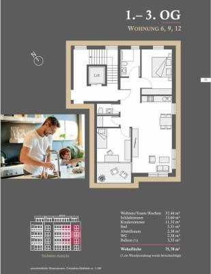Top Wohnung zum Erstbezug mit Balkon (3,6,9,12)