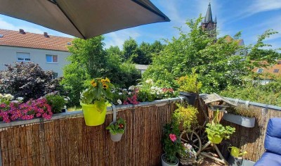 Wohnung mit Fachwerkbalken, gemauerten Rundbögen, Balkon & Garten