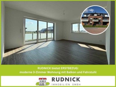 RUDNICK bietet ERSTBEZUG: moderne 3-Zimmer Wohnung mit Balkon und Fahrstuhl