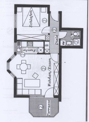 gepflegte 2-Zimmerwohnung in 6-Parteienhaus mit kleinem Garten an Einzelperson