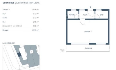 Stillvolle 1-Zimmer Wohnung mit großem Sonnenbalkon- nur 1 Minute zur Alster
