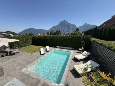 Exklusive Doppelhaushälfte in Traunkirchen – Wohnen mit Seeblick, Traunsteinpanorama, Wellness &amp; Pool!