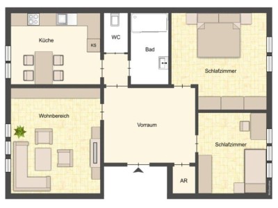 Familien und WG taugliche 3-Zimmer-Wohnung mit separater Küche in zentraler Lage