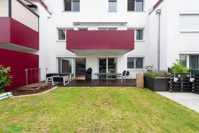 Highlight: Top-Gartenwohnung mit Terrasse &amp; 2 Tiefgaragenplätzen – Wohnen im Grünen, nahe Wien