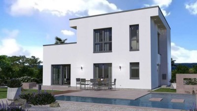 REPRÄSENTATIVE FLACHDACHVILLA IN EXTRAVAGANTEN DESIGN IN LOSTAU