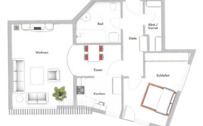 Moderne 2,5 Zi.-Whg mit EBK und Fzg.-Stellplatz