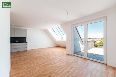 Erstbezug mit Weitblick-Terrasse in Hofruhelage nahe Kagraner Platz! Küche und hochwertige Ausstattung inklusive!