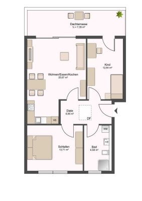 Erstbezug - Dachgeschosswohnung mit idealem Schnitt