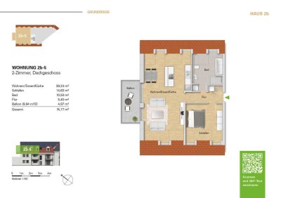 ***Neubau 2 Zi.-Wohnung im DG, WE 2b-5 als Erstbezug mit Balkon***