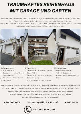 Reihenhaus mit 4-Zimmer, Garten und Garage in Imst