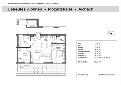 BETREUTES WOHNEN Exklusive 3-Raum-Terrassenwohnung mit gehobener Innenausstattung mit EBK in Aichach
