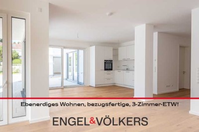 Ebenerdiges Wohnen, bezugsfertige, 3-Zimmer-ETW in begehrter Aussichtslage mit großer Terrasse!