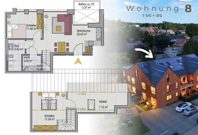 3-Zimmer-Maisonette mit großem Abstellraum & Balkon