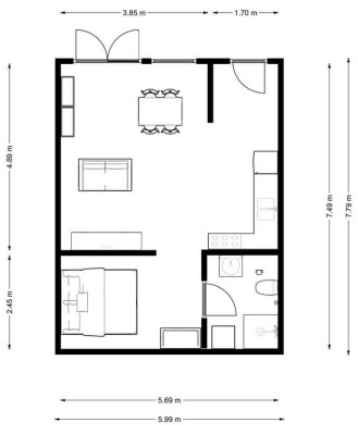 Erstbezug mit Einbauküche: Stilvolle 1,5-Raum-Wohnung mit gehobener Innenausstattung in Pforzheim