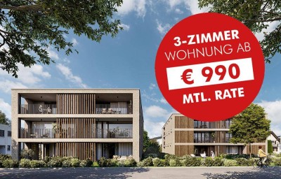 Baustart Frühjahr 2025 fixiert: 3-Zimmer Wohnung mit sonniger Terrasse und hoher Wohnbauförderung (Top A03)