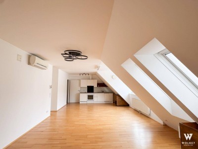 Moderne 2-Zimmer-DG-Wohnung (3 Zimmer möglich) mit Terrasse – Urbaner Wohnkomfort mit Klimaanlage I Nähe Absberggasse