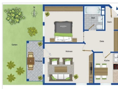 2-Zimmer-Gartenwohnung mit TG Stellplatz