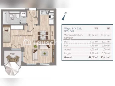 Tauschwohnung: Helle und gemütliche Wohnung für Einzelperson/Parchen