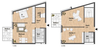 Moderne 4-Zimmer Maisonette mit zwei Balkonen