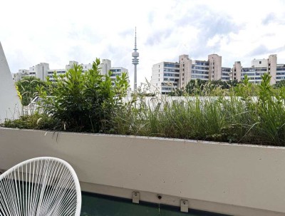 Liebhaberobjekt mit Blick auf den Olympiaturm - Modernisierte Maisonette-Terrassenwohnung!