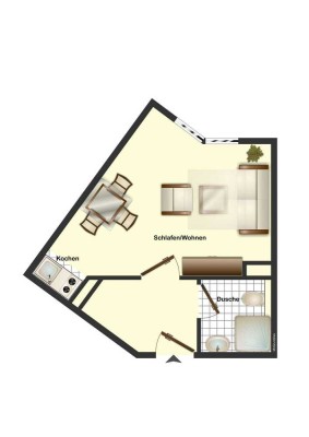 Neu renoviert: Gemütliches  Appartement mit Pantryküche und Einbauschrank