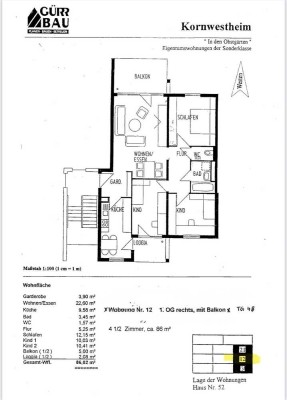 4,5-Zimmer-Wohnung mit zwei Balkone, TG-Stellplatz und ggf. mit EBK in Kornwestheim