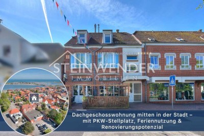 DG-Wohnung mitten in der Stadt – mit PKW-Stellplatz, Feriennutzung & Renovierungspotenzial