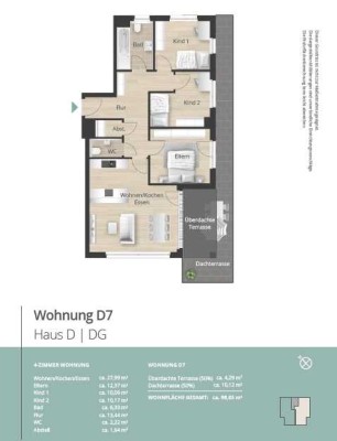 D7 - Lichtdurchflutetes Penthouse - 4 Zimmer, Dachterrasse, Panoramafenster, 3,70m Raumhöhe, Aufzug