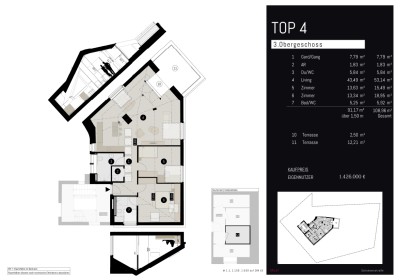 Groß geschnittene 3-Zimmer-Wohnung