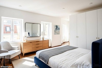 Stilvolle Altbauwohnung in historischem Wiener Gebäude mit Panoramablick und Terrasse