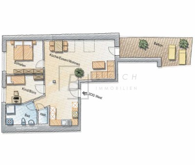 Hoch hinaus – Lichtdurchflutete 3-Zimmer-Wohnung mit Dachterrasse (2. OG)