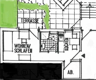 Möblierte 1-Zimmer-Terrassenwohnung in Künzelsau / Taläcker