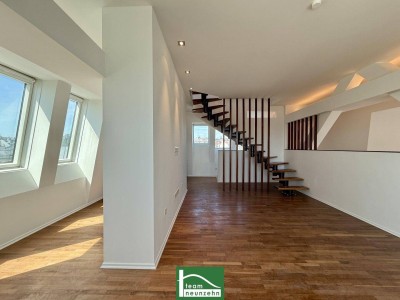 Exklusive 4-Zimmer-Dachgeschoss Maisonette Wohnung mit Terrasse und Aufzug direkt ins Penthouse — 1060 Wien!