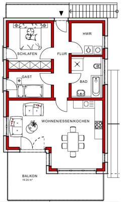 Lichtdurchflutete 3-Raum-Wohnung mit Balkon und EBK in Ingolstadt-Haunwöhr