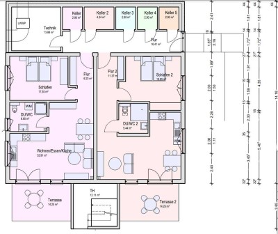 Neubau EE40 2-Raum-Wohnung mit EBK, barrierefreies Bad, und Terrasse in Vendersheim