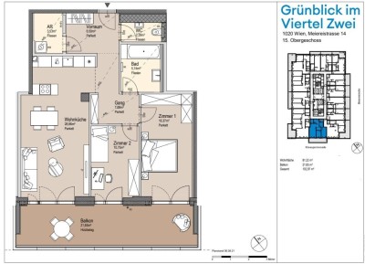 15. OG im Hochhaus Grünblick: 3-Zimmer Süd-Westausrichtung | XL-Parkplatz | privater 21m² Balkon