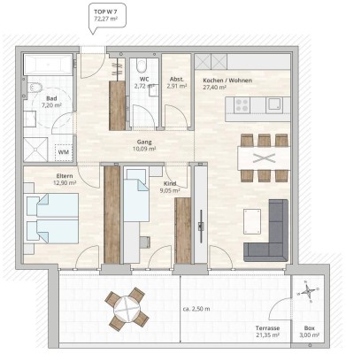 3-Zimmer-Terrassenwohnung (TOP 7) in Rankweil-Brederis, Korngasse 5